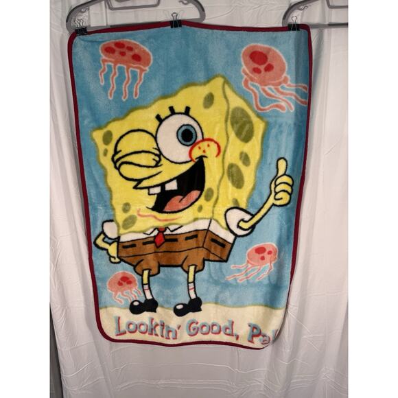 Sponge Bob Square Pants Thick Fleece Blanket 30” x 43”2005 Nickelodeon vintage - Picture 1 of 2